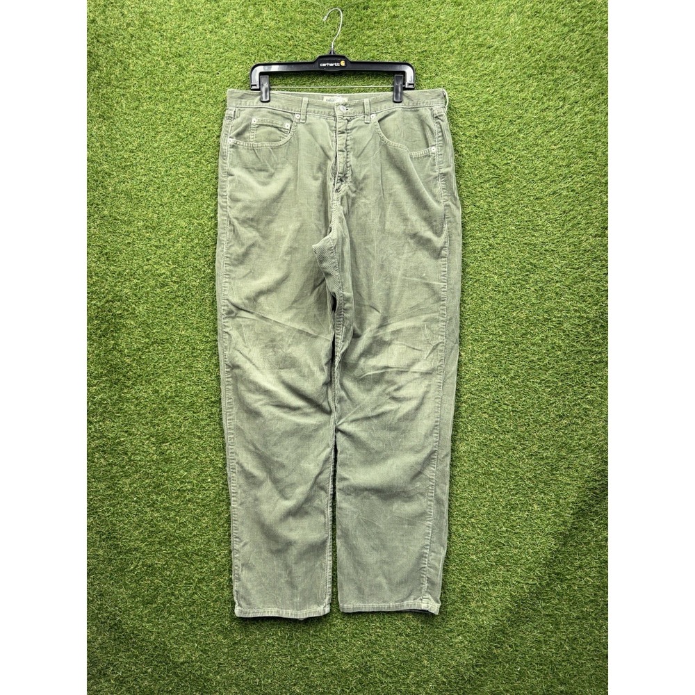 Vintage Guess Pants Mens 38 Olive Green Corduroy Baggy Skater 90s Y2K Streetwear